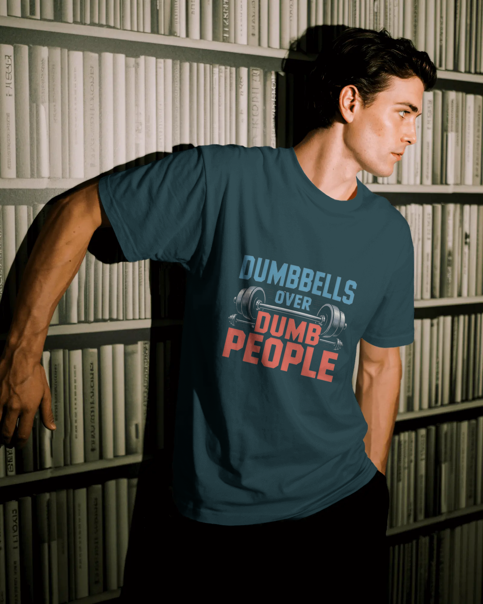 Dumbbells Over Dumb People — Unisex Oversized Tee